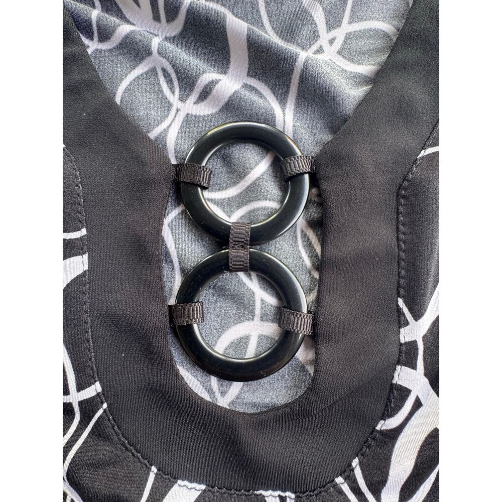 Tribal Sporty Tennis Golf Mini Black White Geometric Circle O-Ring Dress M - Picture 4 of 7